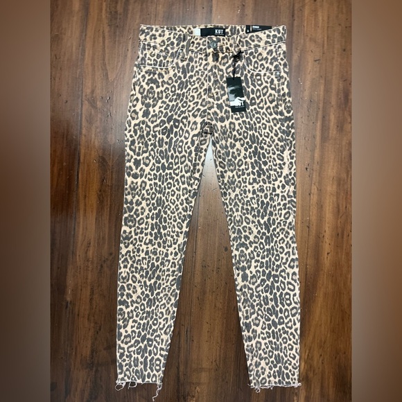 Kut From The Kloth Donna Ankle Skinny Leopard Size 0 Raw Hem Preppy Cropped NWT - Picture 2 of 13
